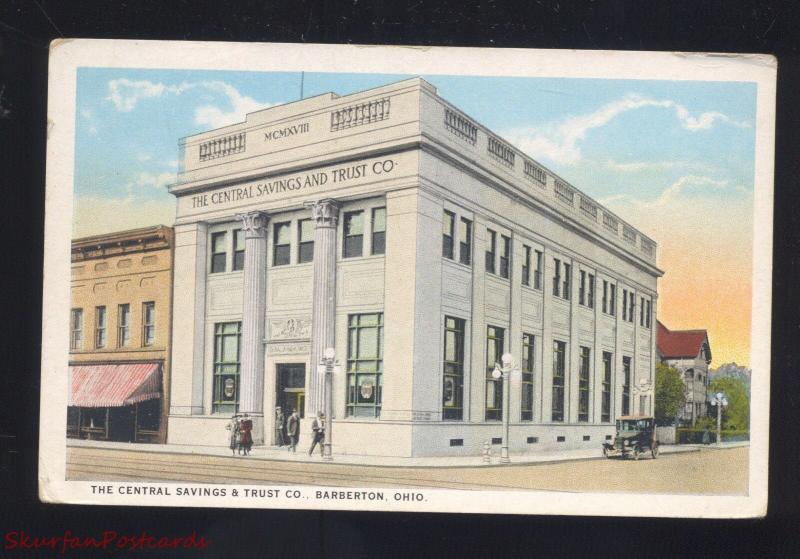 BARBERTON OHIO DOWNTOWN CENTRAL SAVINGS & TRUST BANK VINTAGE POSTCARD