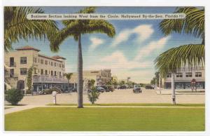 Street Scene Hollywood By The Sea Florida linen postcard