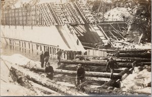 Jordan River BC Dam Construction Vancouver Island Unused Real Photo Postcard E92