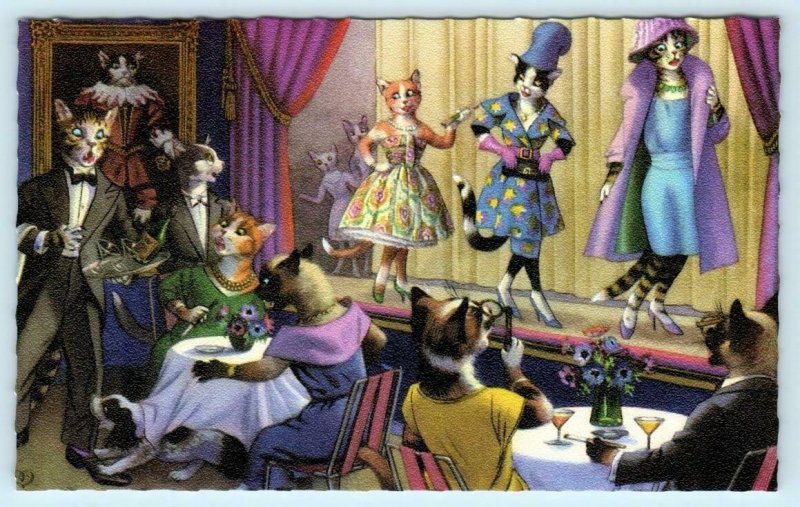 MAINZER DRESSED CATS  Anthropomorphic FASHION SHOW  Belgium  #4910  Postcard 