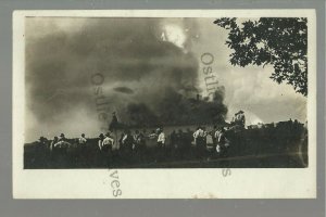 Fenton IOWA RPPC 1908 CREAMERY FIRE Disaster nr Emmetsburg Algona Armstrong