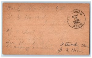 1890 WS Howard Omaha Nebraska NE York NE Antique Posted Postal Card