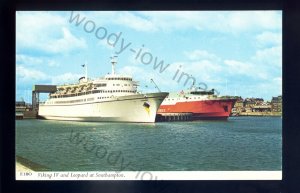 f2391 - Ferries - Viking IV & Leopard - Empress Docks, Southampton - postcard