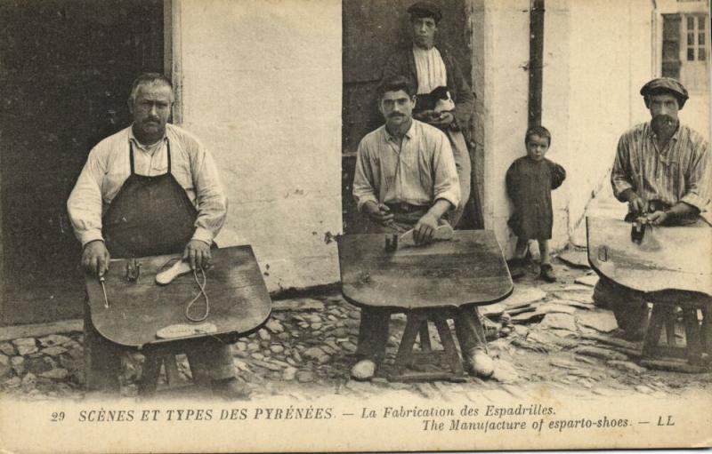 france, Scenes et Types des Pyrénées, The Manufacture of Esparto-Shoes (1910s)