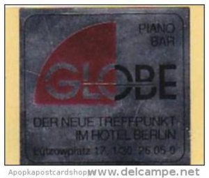 GERMANY BERLIN HOTEL BERLIN GLOBE PIANO BAR VINTAGE LUGGAGE LABEL