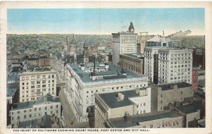 BALTIMORE MD~COURT HOUSE-POST OFFICE-CITY HALL~1920 ANTIQUE VINTAGE POSTCARD