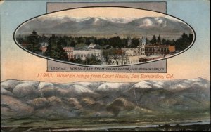 San Bernardino California CA Mountain Range from Court House c1910 Postcard