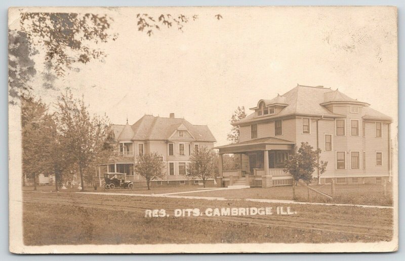 Cambridge Illinois~Residential~3 Story Homes~Vintage Auto~Arthur Blake~1912 RPPC 