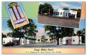 c1940 King's Motor Court Highway West Multiview Panama City Florida FL Postcard