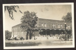 RPPC CARROLLTON MISSOURI FLORENCE HOTEL DOWNTOWN REAL PHOTO POSTCARD