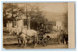 c1910's Horse Wagon Uhrichsville Ohio OH RPPC Photo Unposted Vintage Postcard 