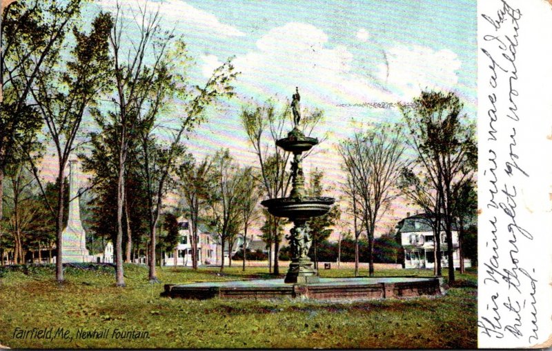 Maine Fairfield Newhall Fountain 1910