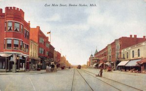 View of East Main Street, Benton Harbor, Michigan, Early Postcard, Unused