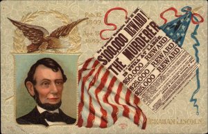 Vintage PC Abraham Lincoln Assassination Murderer WANTED POSTER