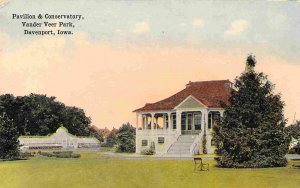 Pavilion Conservatory Vander Veer Park Davenport Iowa 1917 postcard