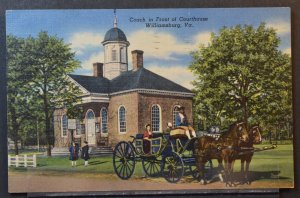 Williamsburg, VA - Coach in Front of Courthouse - 1954