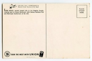 Postcard Long Beach California Ocean Blvd. Union Oil Company Standard View Card