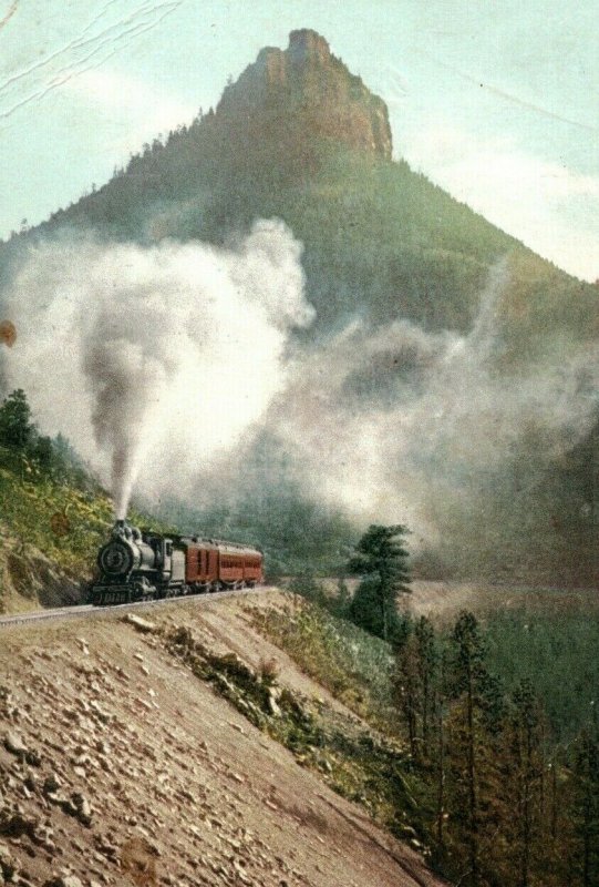 C.1910 C.S. & C.C. Railroad Steam Train St Peter's Dome CO Vintage Postcard P79