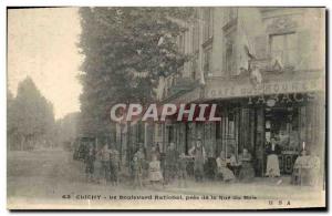 Old Postcard Clichy National Boulevard near the Rue du Bois Cafe du Progres