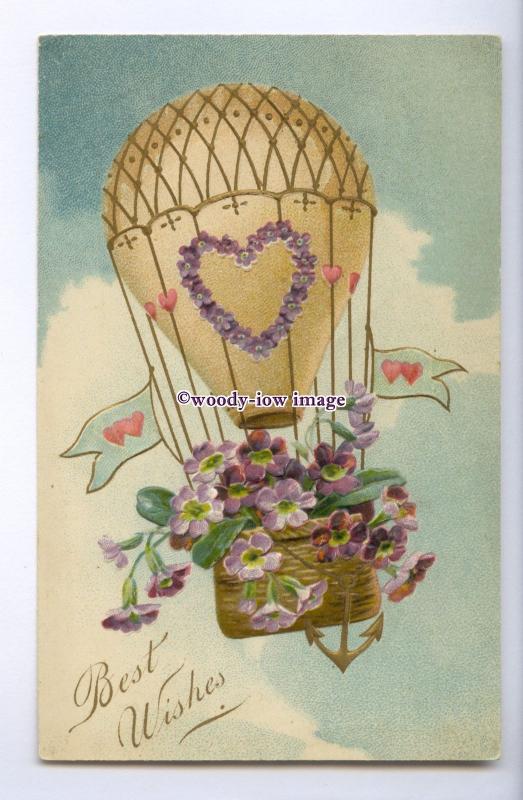 GR0063 - Hot Air Baloon/Flowers, Sending Love across the Miles - postcard