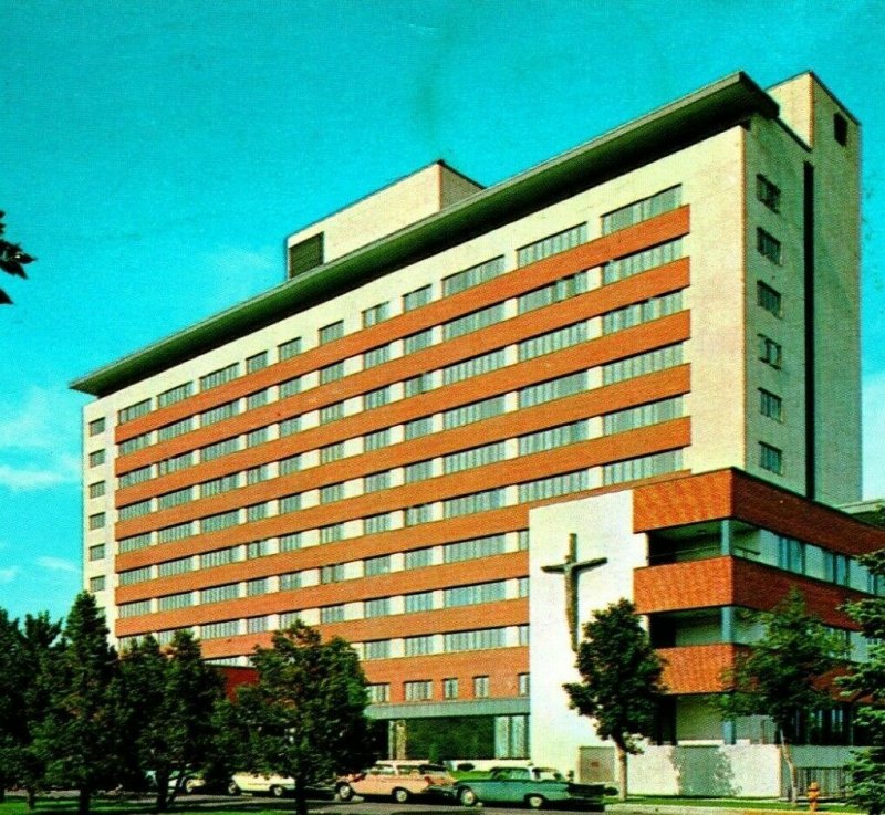 Colorado Springs CO Penrose Hospital Street View Cars 1970 Chrome Postcard