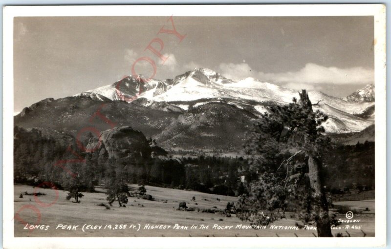 c1940s Longs Peak CO RPPC Long Rocky Mountain Range Rare Real Photo Sanborn A114