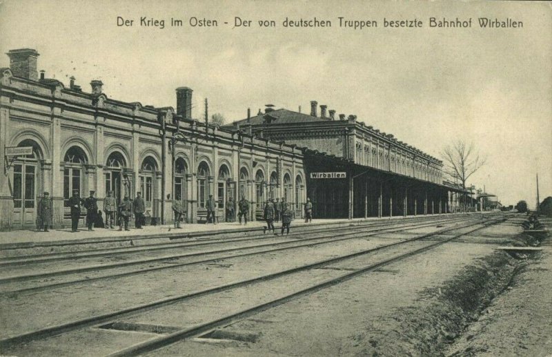 lithuania, VIRBALIS WIRBALLEN, Railway Station (1916) Feldpost Postcard