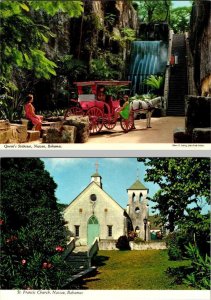 2~4X6 Postcards Nassau Bahamas QUEEN'S STAIRCASE~Pink Carriage~ST FRANCIS CHURCH