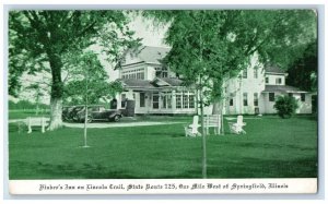 1939 Fisher's Inn on Lincoln Trail State Route 125 Springfield IL Postcard 