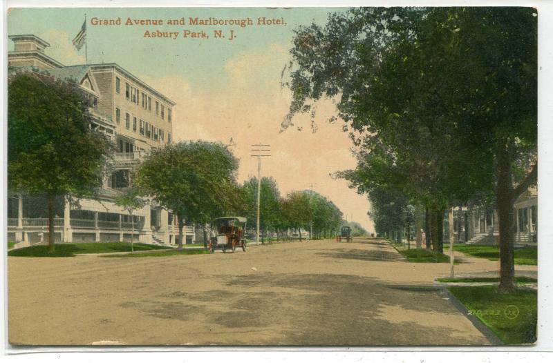 Grand Avenue Marlborough hotel Asbury Park New Jersey 1910 postcard
