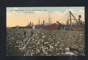 GALVESTON TEXAS COTTON WHARF PIER SHIPS VINTAGE POSTCARD 1909