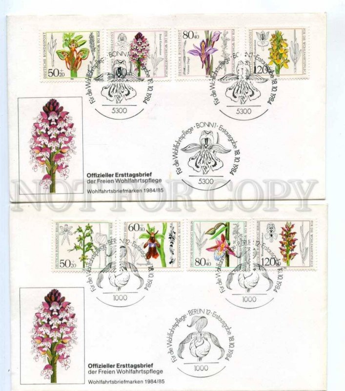 419250 GERMANY BERLIN 1984 year flowers orchid First Day COVERS