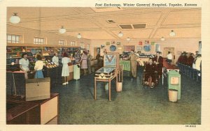 Linen Postcard; Interior Post Exchange, Winter General Hospital, Topeka KS