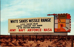 White Sands Missile Range Sign with Map Alamogordo NM Vintage Postcard P63