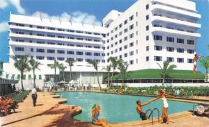 SANS SOUCI HOTEL Miami Beach, Florida Swimming Pool c1950s Vintage Postcard