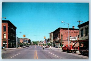 Marshall Michigan MI Postcard Looking West Michigan Avenue Jefferson Street 1960