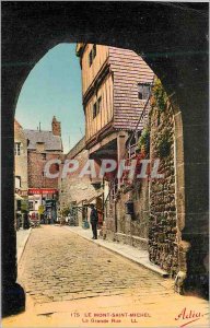 Old Postcard 175 Mont Saint Michel the high street