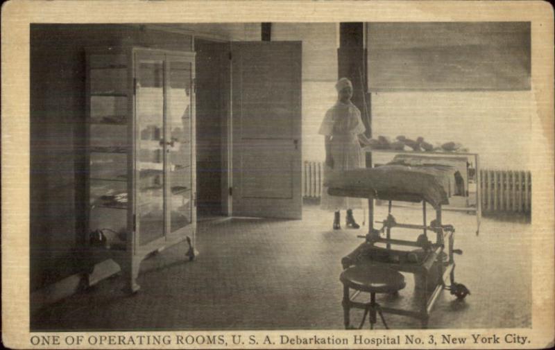 WWI Hospital Operating Room Debarkation New York City c1915 Postcard