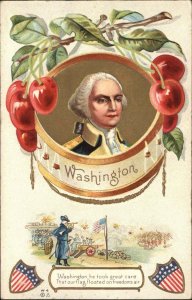 American President George Washington Cherry Border c1910 Vintage Postcard