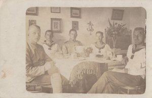 German Military Sailors 1917 WW1 Restaurant Real Photo Postcard