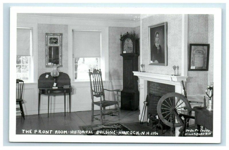 2 RPPC Hancock NH Historical Building Interior Views Postcards Ella Goodhue