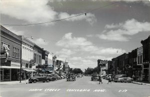 RPPC Postcard Main Street Concordia KS Cloud County Posted LL Cook S-17