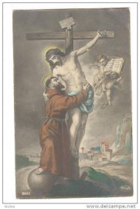 Monk hugs Jesus on the cross , 00-10s