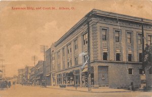 J33/ Athens Ohio Postcard c1910 Lawrence Building Court Street 333