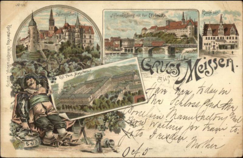 Gruss Aus Meissen Germany c1896 Postcard