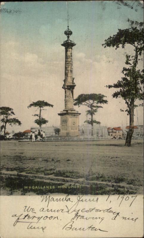 Manila Philippines Used Postcard 1907 - Magallanes Monument