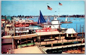 Vtg Balboa California Fun Zone Newport Harbor McNallys Pier 1950s View Postcard