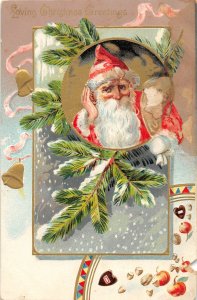 F44/ Santa Claus Merry Christmas Holiday Postcard c1910 Tree Snow 18
