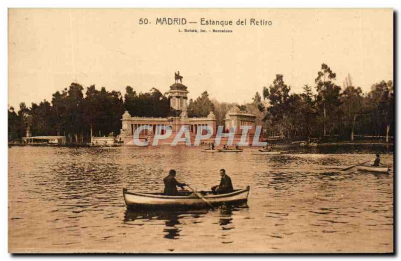 Old Postcard Madrid Estanque Del Retiro
