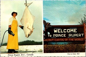 Canada British Columbia Prince Rupert Welcome Sign & Large Halibut